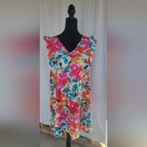 SHEIN Multicolor Floral Ruffle Sleeve Dress